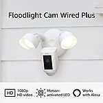 Ring Floodlight Cam Wired Plus with motion-activated 1080p HD video, White (2021 release) $129.99