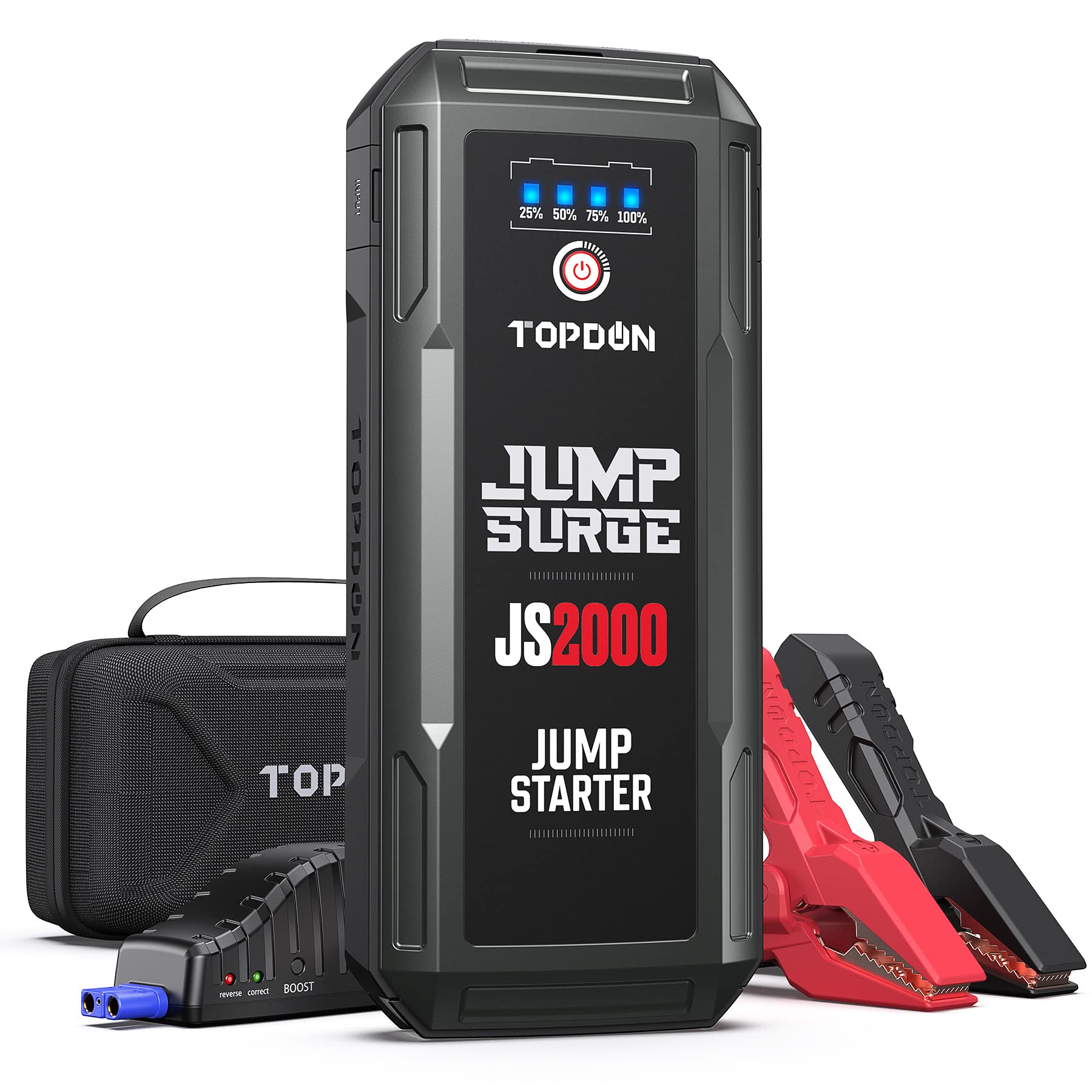 Amazon: Car Battery Jump Starter, TOPDON 2000A Peak Battery Jump Starter for Up to 8L Gas/6L Diesel Engines, 12V Portable Battery Booster Pack with Jumper Cables