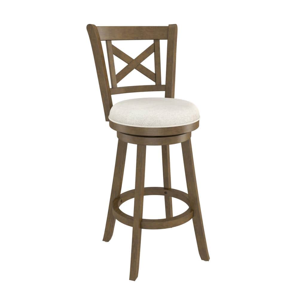Hillsdale Furniture Hamlin 30.25in Brush Gray Full Back Wood Bar Stool with Fabric Seat Set of 1 5490-830 - $129.42