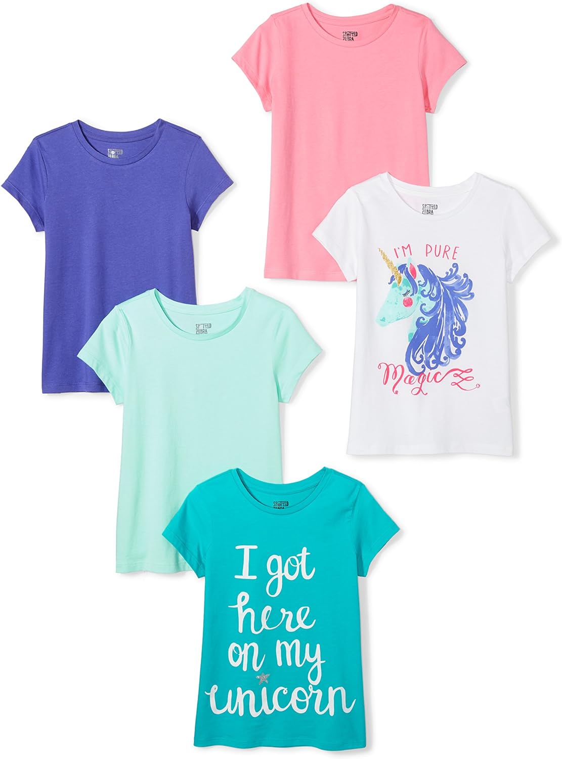 Amazon Essentials Girls and Toddlers' Short-Sleeve T-Shirt Tops (Previously Spotted Zebra), Multipacks - $10.79
