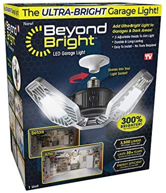 Ontel Beyond Bright LED Ultra-Bright Garage Light - 3 Adjustable Panels, Energy Efficient, Easy to Install, Durable and Long-Lasting Light for Garages, Warehouses and Mor - $10.58