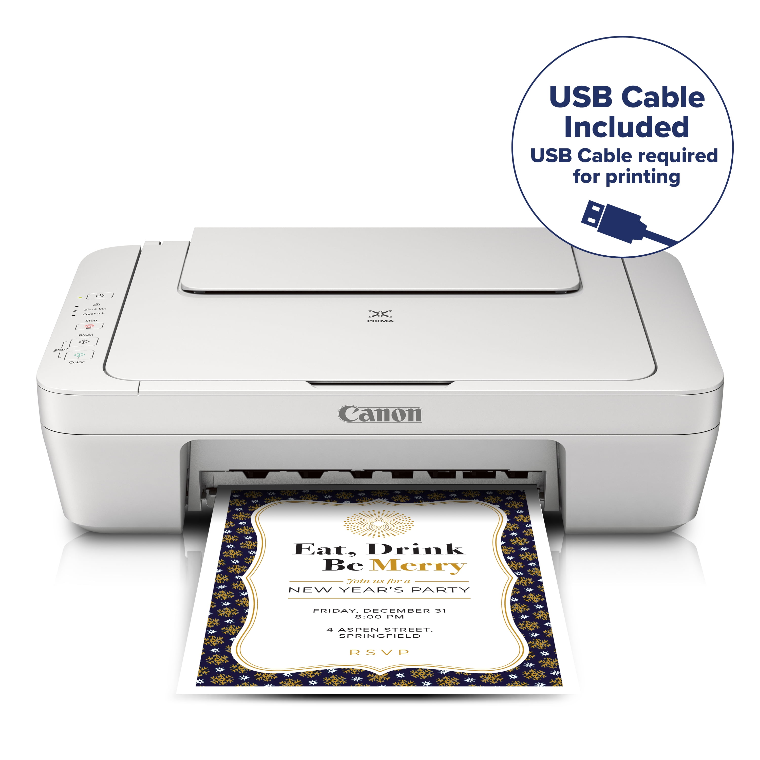 Canon PIXMA MG2522 Wired All-in-One Color Inkjet Printer [USB Cable Included], White $29.99