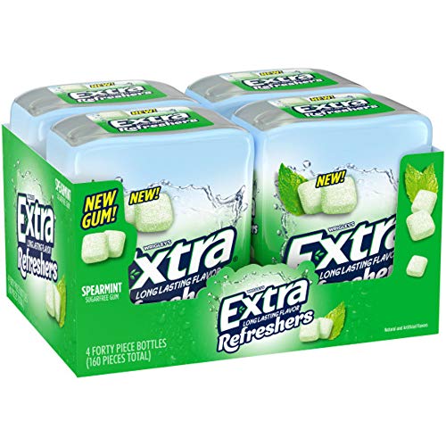 EXTRA Gum Refreshers Spearmint Sugar Free Chewing Gum, 40 Piece Bottle (Pack of 4) - $9.75