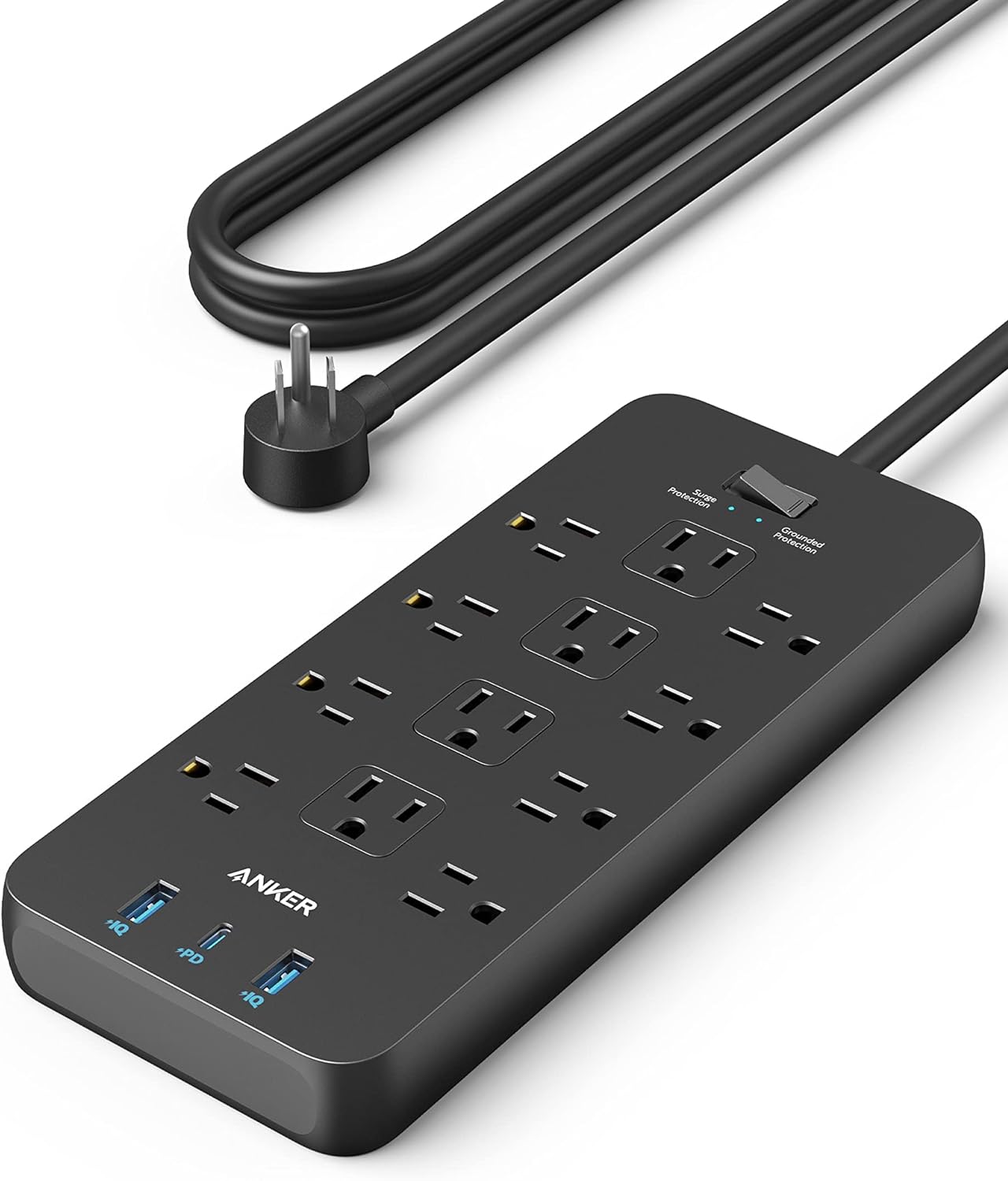 Anker Surge Protector Power Strip with 12 Outlets, USB C, and USB Ports, 5ft Extension Cord, 20W USB C Charging, TUV Listed $21.98