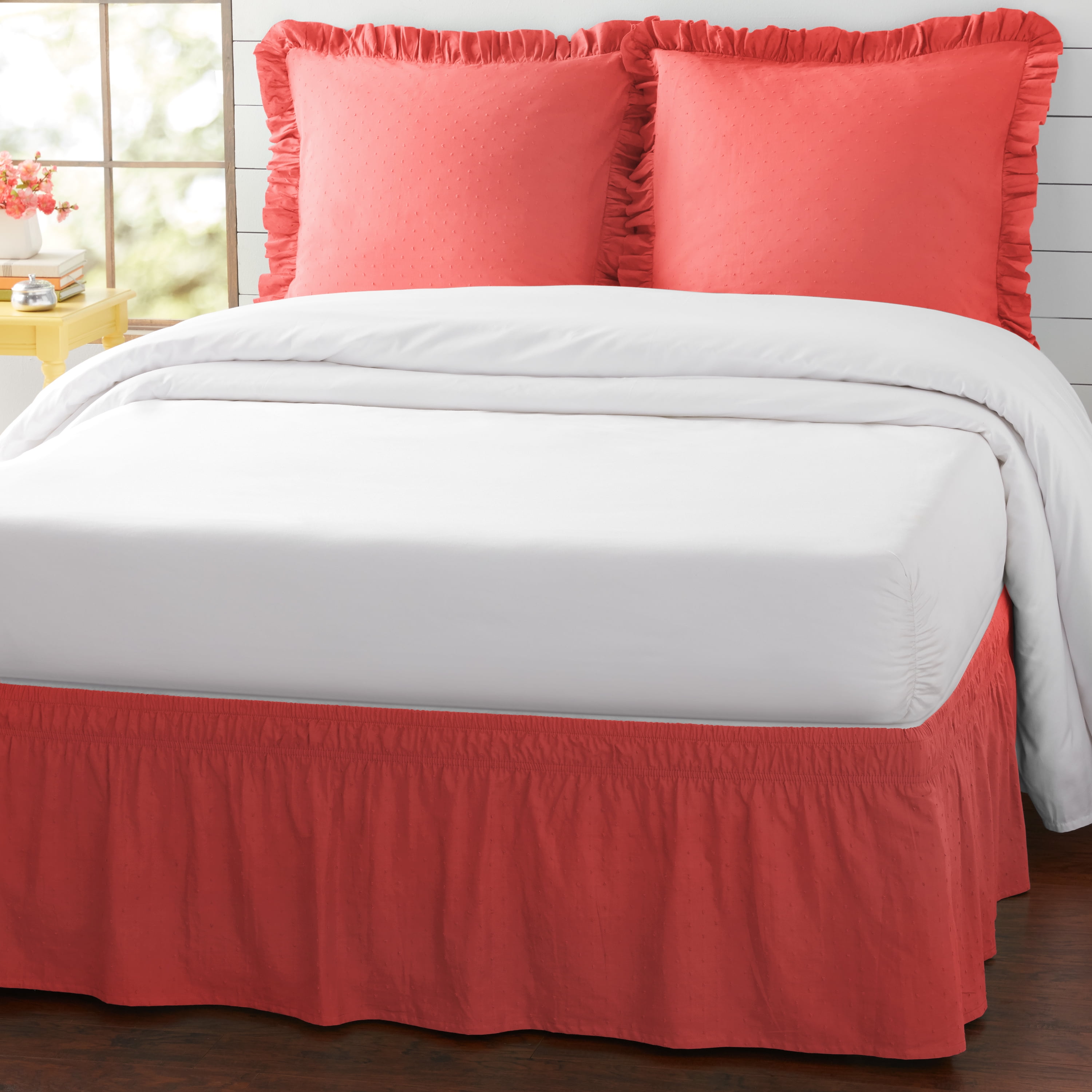 The Pioneer Woman Coral Cotton Swiss Dot 3-Piece Bedskirt and Sham Set $7.02