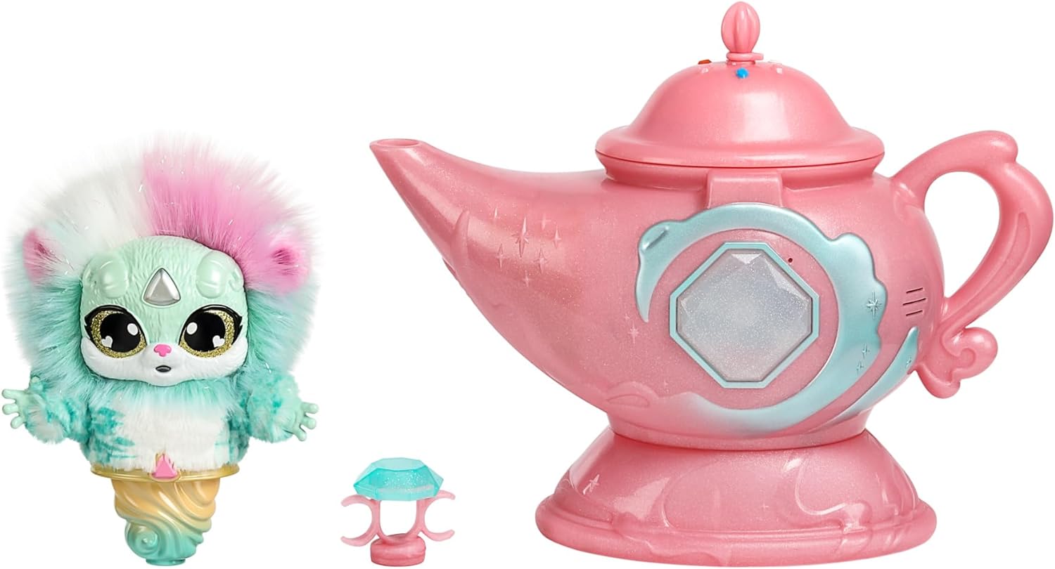 Magic Mixies Magic Genie Lamp with Interactive 8" Plush Toy and 60+ Sounds and Reactions. Reveal a Genie Mixie from The Real Misting Lamp. Gifts for Kids, Ages 5+ - Amazo - $17.52