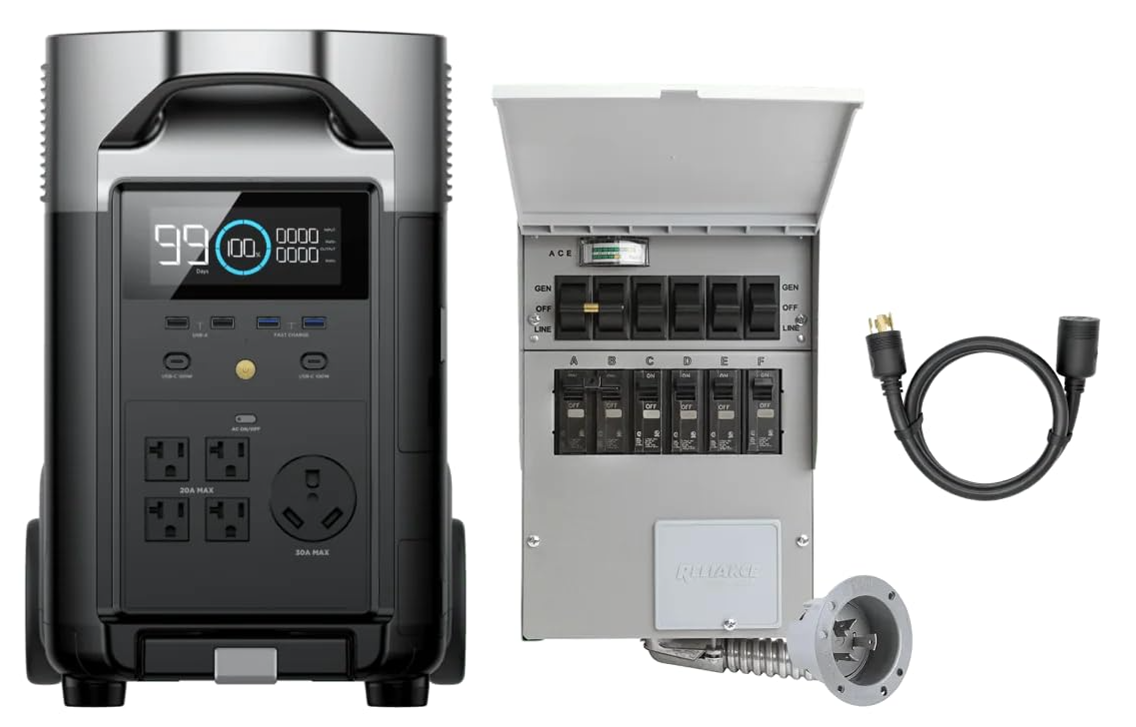 Limited-time deal: EF ECOFLOW 120V Home Backup Kit: DELTA Pro 3600Wh Power Station with Transfer Switch Kit, 3600W AC Output, Solar Generator for Home Use, Emergency, RV - $2375.00