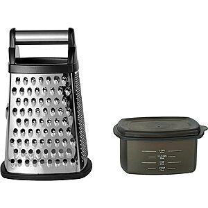 KitchenAid Gourmet 4-Sided Stainless Steel Box Grater with Detachable 3 Cup Storage Container, Black - $14.99; Shipping is free w/ Prime or on $35+