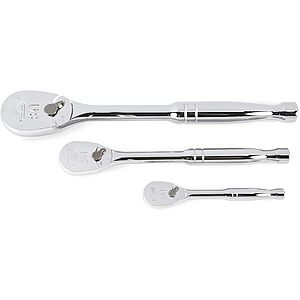 GEARWRENCH 3 Piece 1/4", 3/8" & 1/2" Drive 84 Tooth Full Polish Teardrop Ratchet Set - 81206A-07 - $45.15