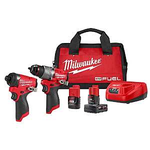 Milwaukee M12 Hammer Drill and Impact Driver Kit $115.26