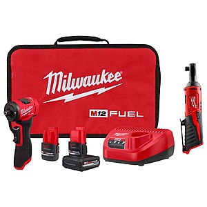 M12 FUEL 12V Lithium-Ion Brushless Cordless 1/4 in. Right Angle Die Grinder with M12 Cordless 3/8 in. Ratchet $299
