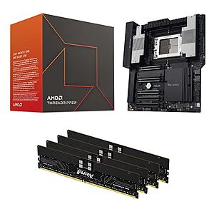 (YMMV) Microcenter AMD Ryzen Threadripper 7970X, ASUS TRX50 Sage Pro WiFi sTR5, Kingston Fury Renegade Pro 128GB Quad Channel DDR5-5600 Kit, Computer Build Bundle $2999.99