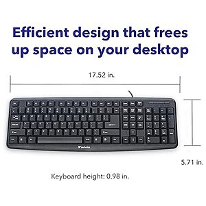 Verbatim Slimline Wired Keyboard  + Free Shipping w/ Prime