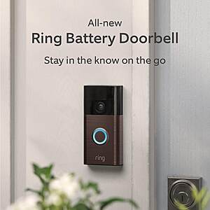 Ring Battery Doorbell with Head-to-Toe HD Video, Live View with Two-Way Talk, and Motion Detection & Alerts, Venetian Bronze | B0BZWRLRLK $49.99