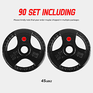 45-Lbs Signature Fitness 3-Grip Olympic Rubber Weight Plates (Pair) $50 & More
