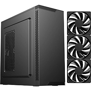 DIYPC DIY-S05-BK Black USB3.0 Steel ATX Mid Tower Computer Case, 3 x120mm Black Fan (2 x front, 1x Rear Pre-Installed) $39.90