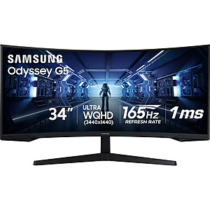 Samsung 34" Odyssey G55T WQHD 165Hz 1ms(MPRT) AMD FreeSync HDR Curved Gaming Monitor - LC34G55TWDNXZA $229