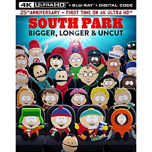 South Park: Bigger, Longer & Uncut (4K UHD + Blu-ray + Digital Copy) $13 