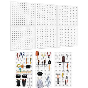 8-Pack 12" Dobures Metal Pegboard Wall Panels w/ 1/4" Hook Holes $16.50 
