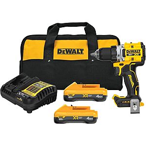 $199 | DEWALT 20V MAX XR Brushless Cordless 1/2 in. Drill Driver Kit With DEWALT POWERPACK Batteries and Charger (DCD801QQ2) at Amazon