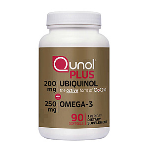 Qunol Plus CoQ10 Ubiquinol 200 mg. with Omega-3, 90 Softgels $31