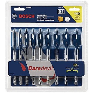 9-Pc Daredevil High Carbon Steel Standard Spade Bit Set $8.55 + Free S&H