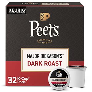 Select Accounts: 32-Ct Peet's Coffee Keurig K-Cup Pods (Major Dickason's Blend) $7.35 w/ S&S