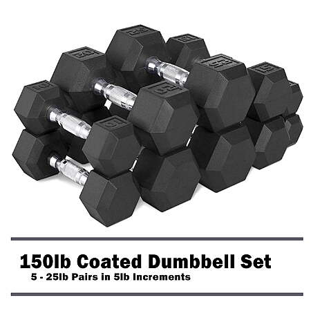 CAP Rubber Hex Dumbbell Set 150lb $150, 300lb $260, 550lb $480 FS @ Walmart