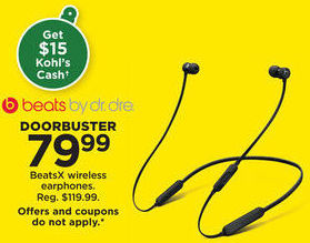 Kohl's Black Friday: Beats By Dr. Dre BeatsX Wireless Earphones + $15 Kohl's Cash for $79.99