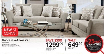 Conns Black Friday Bianca Sofa Loveseat Set For 1 299 99