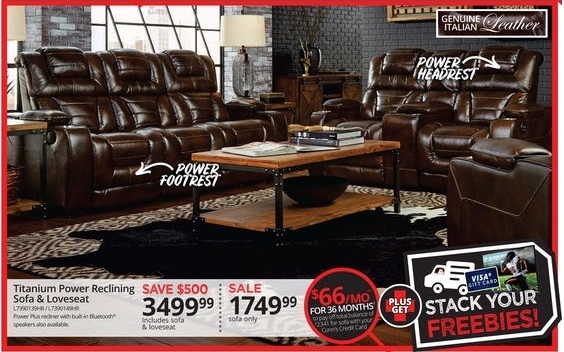 Conns Black Friday: Titanium Power Reclining Sofa for $1,749.99