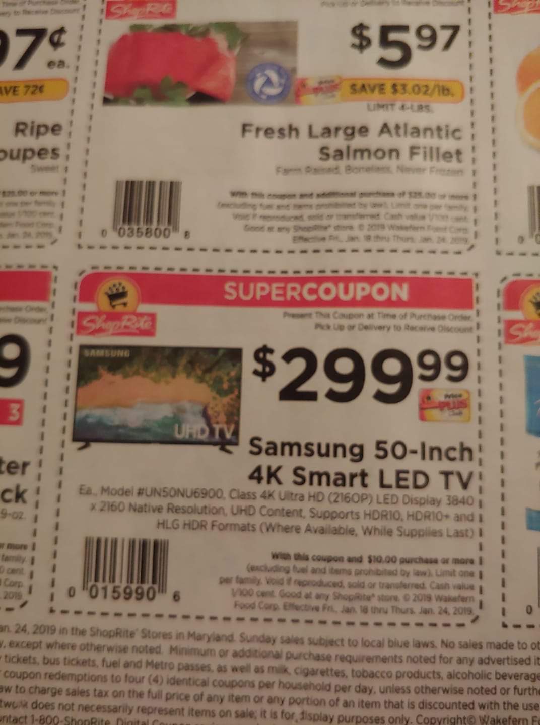 50-inch class Samsung 4k Smart LED TV - $299 at ShopRite B&M ...