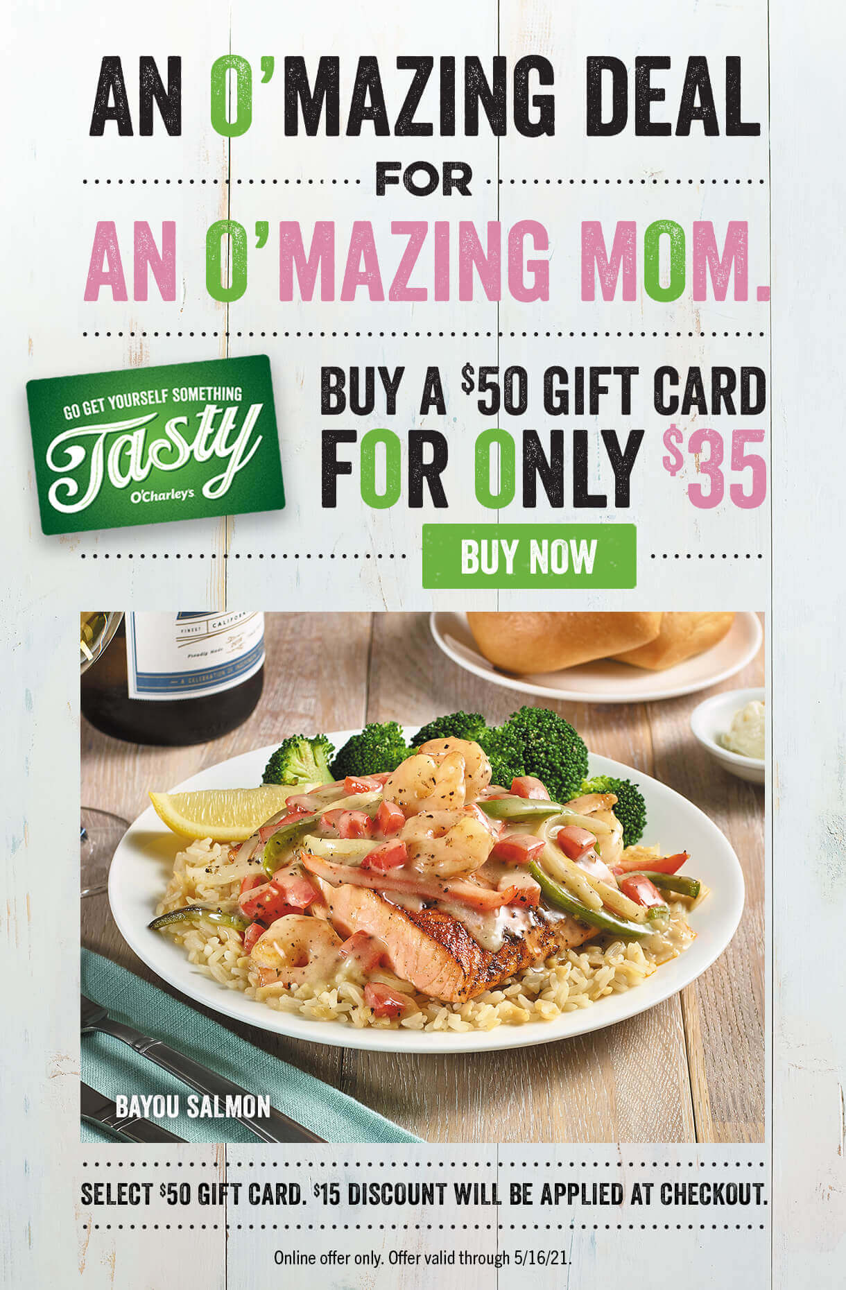 O'Charley's $50 Gift Card for $35 - Mother's Day special