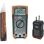 Southwire 3-Pc Electrical Test Kit (Multimeter, Voltage Detector & Outlet Tester) $15