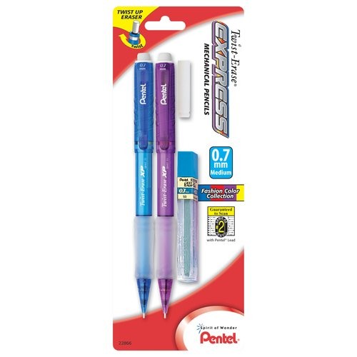 Pentel Twist-Erase EXPRESS Automatic Pencil with Lead and Eraser, 0.7mm, Assorted Barrels, 2 Pack - $1.50 @ Amazon + FSSS