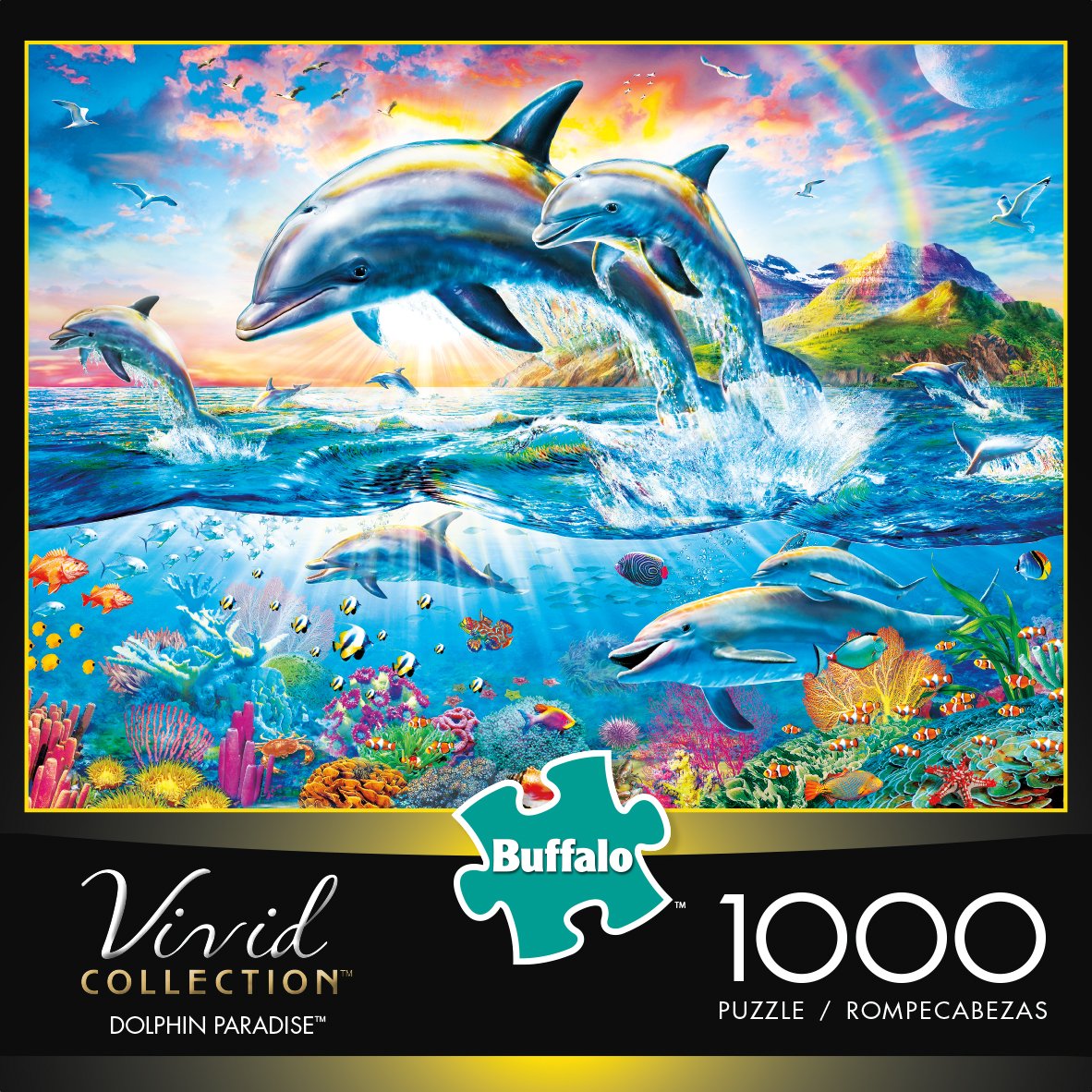 1000-Piece Buffalo Games Jigsaw Puzzle - Vivid Collection - Dolphin Paradise - $7.00 @ Amazon + FSSS