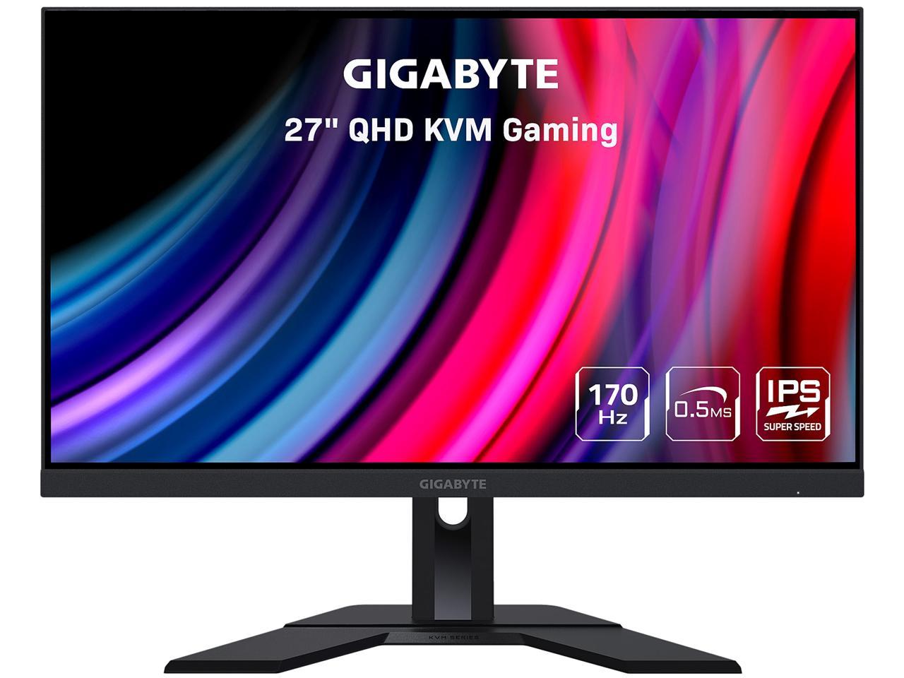 GIGABYTE M27Q 27" 170Hz 1440P KVM Gaming Monitor, 2560 x 1440 SS IPS, 0.5ms (MPRT), 92% DCI P3, HDR Ready, FreeSync Premium, 1x DisplayPort 1.2, 2x HDMI 2.0, 2x USB 3.0 $270