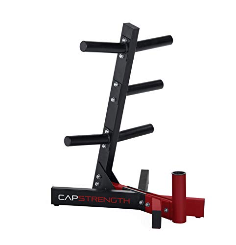 CAP Barbell Olympic Plate Tree Storage Rack for Weights and Bar (Red) $65.45