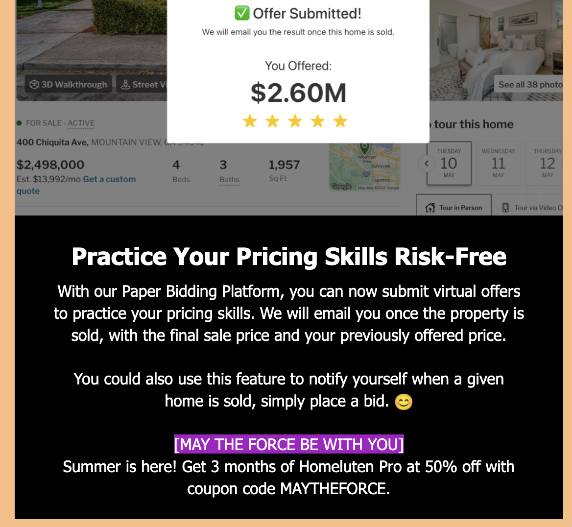 Homeluten Redfin Zillow Realtor Real Estate Supercharged 50% off for 3 months - $3.49/month; works also on annual sub $34.99/year