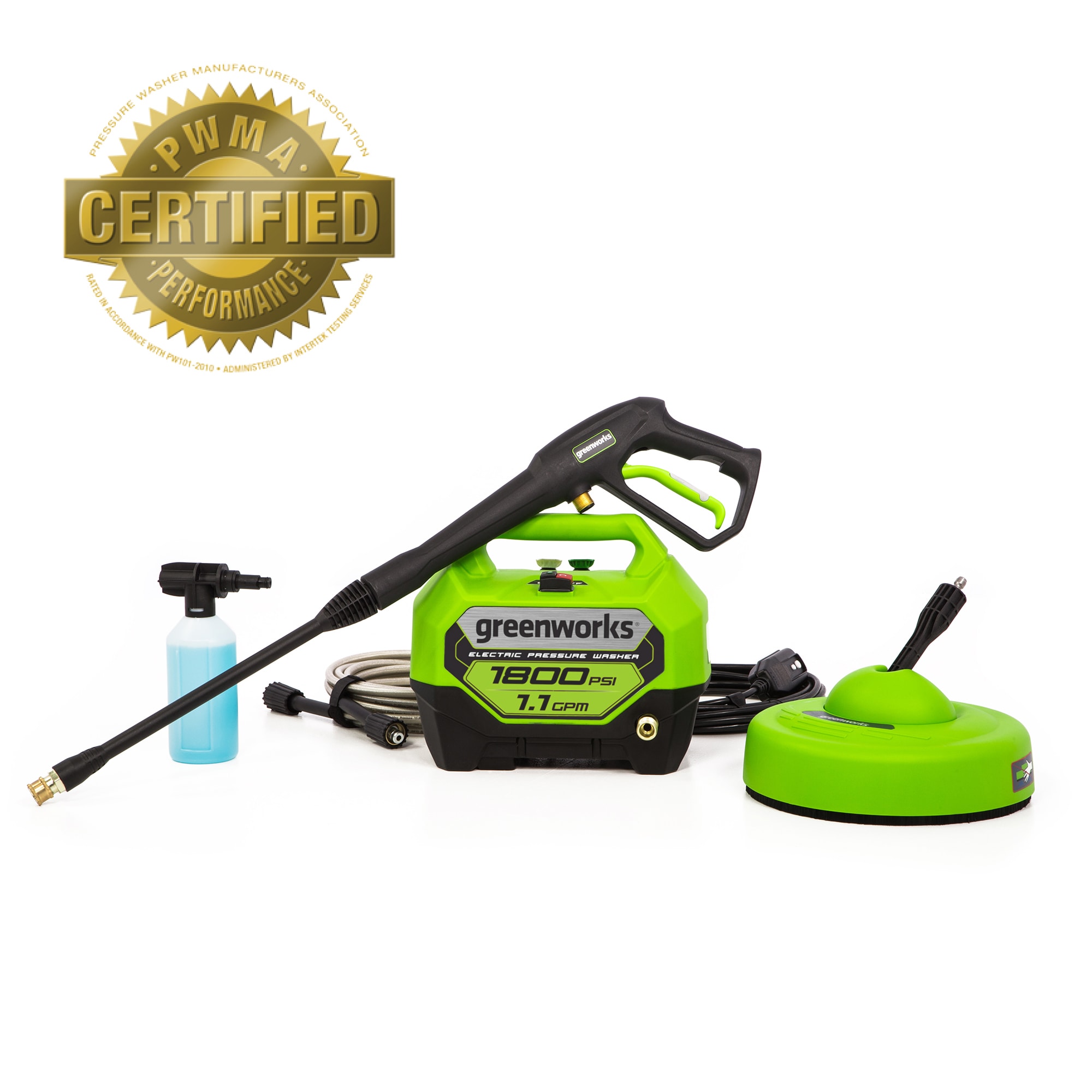 Greenworks 1800 PSI Electric Pressure Washer with Surface Cleaner