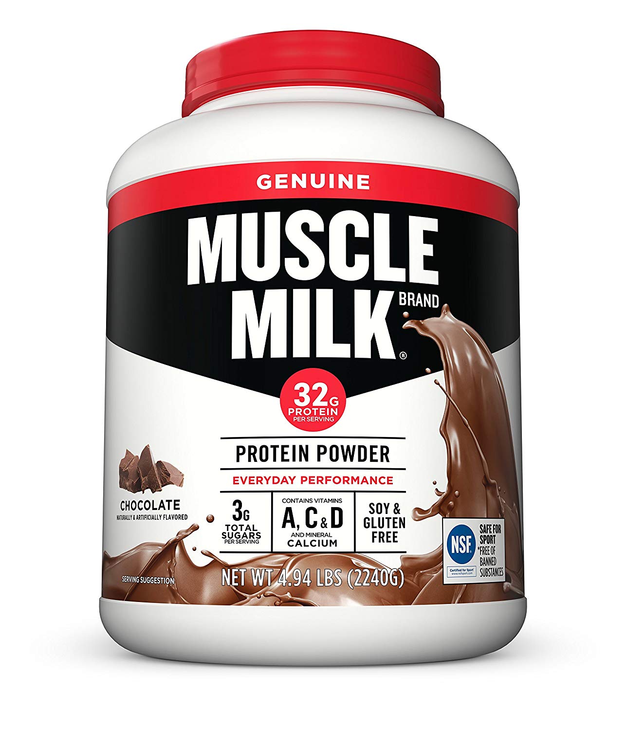 Muscle Milk Genuine Protein Powder, Chocolate, 32g Protein, 4.94 Pound $31.82