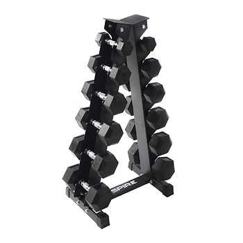 YMMV $299.99 in store Inspire Fitness 210lb PVC Hex Dumbbell Set with Rack - $299.99