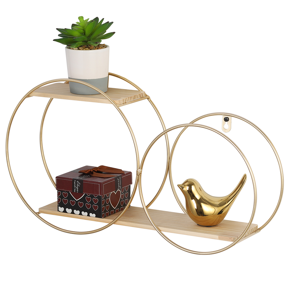 Wall Mounted Circular Gold Metal Display Floating Shelves $14.97