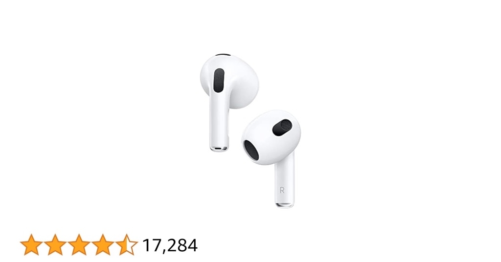 Apple AirPods (3rd Generation) Wireless Ear Buds, Bluetooth Headphones, Personalized Spatial Audio, Sweat and Water Resistant, Lightning Charging Case Included, Up to 30  - $140