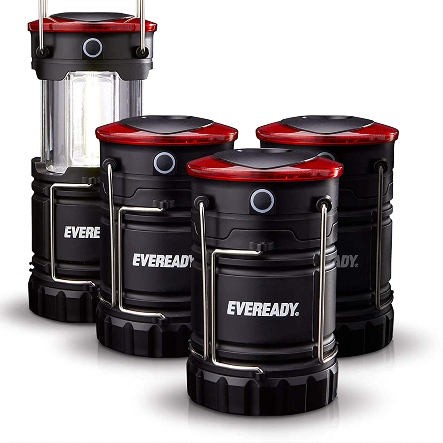 Eveready LED Camping Lantern 360 PRO (4-Pack), Super Bright Tent Lights, Rugged Water Resistant LED Lanterns, 100 Hour Run-time (Batteries Included) $14.04