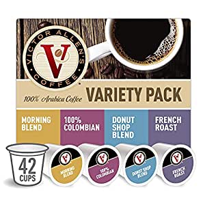 Victor Allen Donut Shop, Morning Blend, 100% Colombian, and French Roast 42 Count +20% off Coupon $11.86