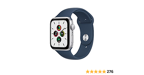 Apple Watch SE [GPS 44mm] Smart Watch w/ Silver Aluminium Case with Abyss Blue Sport Band. Fitness & Activity Tracker, Heart Rate Monitor, Retina Display, Water Resistant - $259