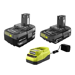 Select Home Depot Stores: RYOBI ONE+ 18V 2.0 Ah & 4.0 Ah Batteries w/ Charger $50 (In-Store Only)