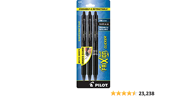 PILOT FriXion Clicker Erasable Pens, Black 3-Pack. 48% off (reg $9.41) $4.88
