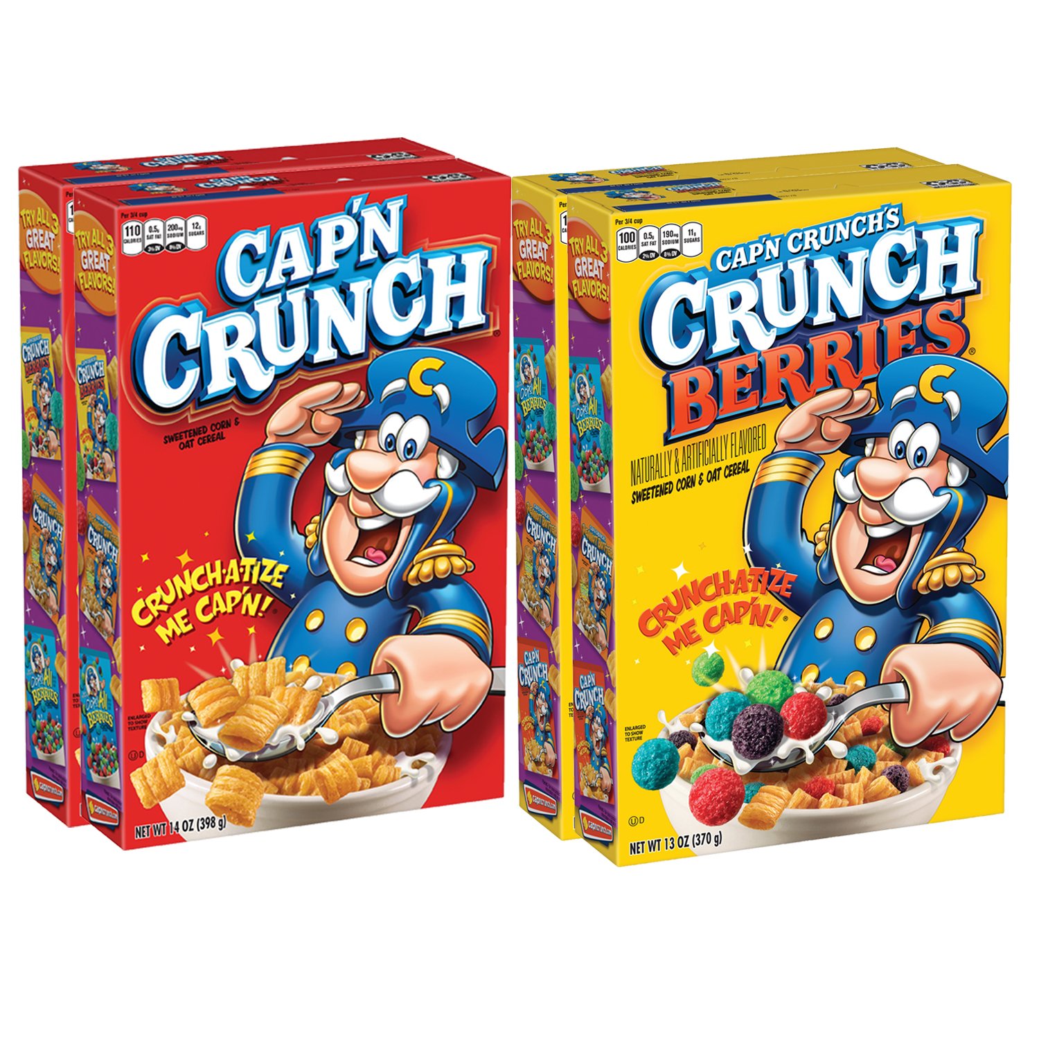 Cap'n Crunch Breakfast Cereal, Original & Crunch Berries Variety Pack (4 Pack) - $9.98 @ Amazon.com